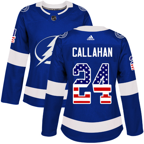 Adidas Lightning #24 Ryan Callahan Blue Home Authentic USA Flag Women's Stitched NHL Jersey - Click Image to Close
